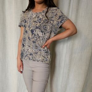 Vintage Y2k Paisley Short Sleeve Blouse Shirt